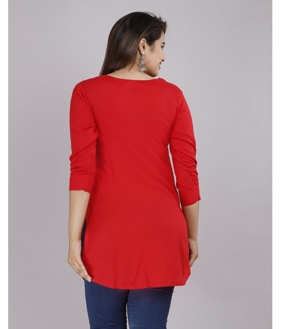 JC4U - Red Rayon Womens Straight Kurti ( Pack of 1 ) - None