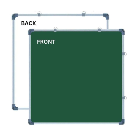 KAVISON Non-Magnetic Double-Sided 2in1 White Board & Green Chalk Board with Accessories Duster & Marker Built Quality with Hanging Hooks