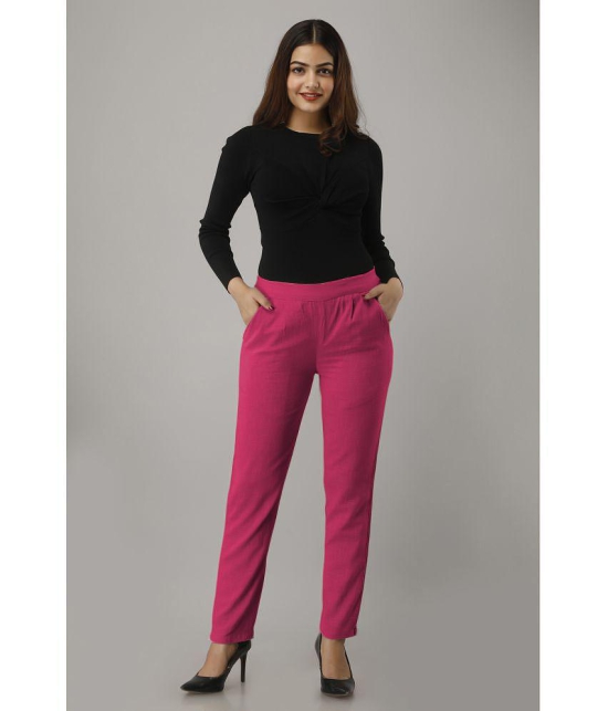 FabbibaPrints - Magenta Cotton Regular Women's Casual Pants ( Pack of 1 ) - None