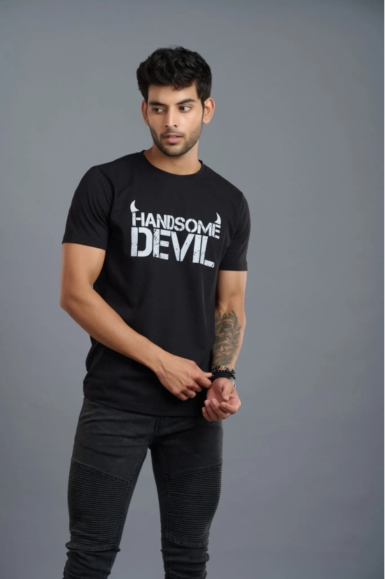 Handsome Devil Printed Black T-Shirt for Men S