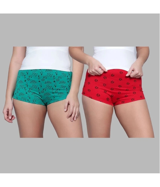 Diaz - Multicolor Cotton Printed Womens Boy Shorts ( Pack of 2 ) - None