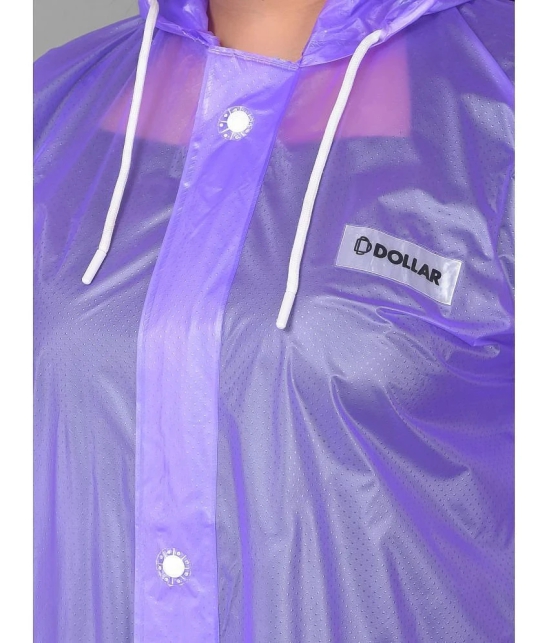 Dollar Polyester Long Raincoat - Purple - None