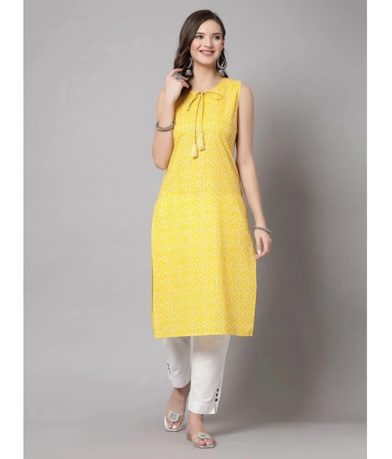 KIPEK Rayon Printed Straight Womens Kurti - Yellow ( Pack of 1 ) - None