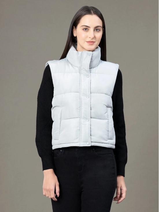 RedTape Stand Collar Sleeveless Jacket for Women |  Zipper & Button Closure | Everyday Comfort