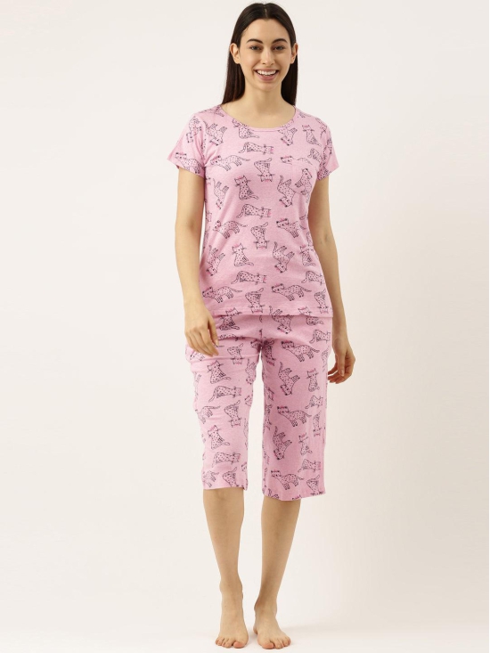 Women T-shirt & Capri Nightsuit-S / Pure Cotton