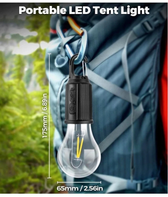 Rechargeable USB Hanging Light Bulb consumes low power and has two dimming modes. - Black