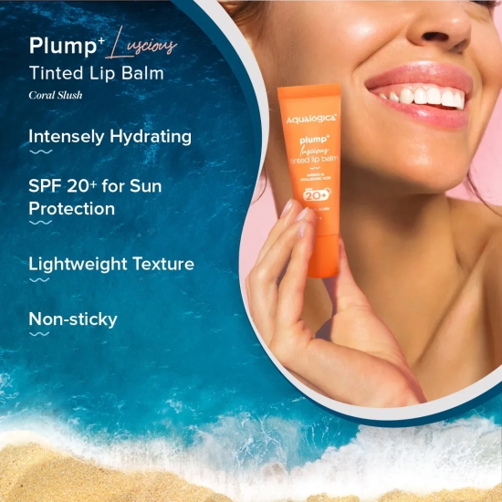 Coral Slush Plump+ Luscious Tinted SPF 20+ Lip Balm with Mango & Hyaluronic Acid - 10g