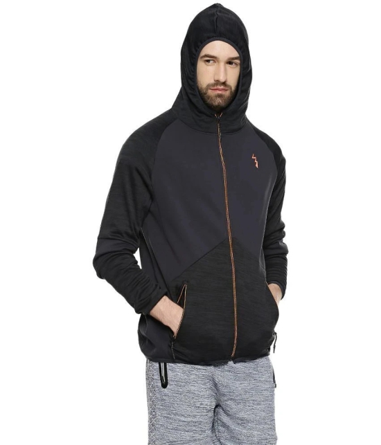 Campus Sutra Black Polyester Fleece Jacket - M