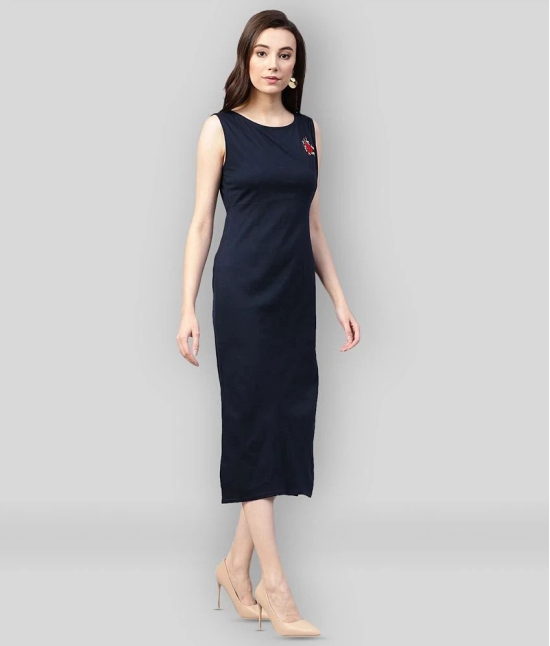 Zima Leto - Navy Cotton Womens Bodycon Dress ( Pack of 1 ) - XL