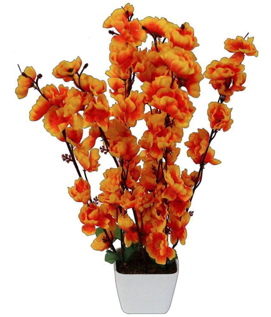 YUTIRITI Orchids Orange Artificial Flowers Bunch - Pack of 1