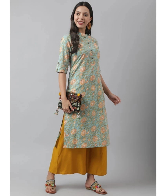 Divena - Sea Green Cotton Womens Straight Kurti ( Pack of 1 ) - None