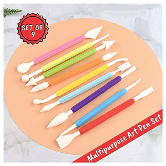 NIDY 9Pcs Multipurpose Double-Ended Knife Pen Tool Set for Cake Decoration, Ceramic Engraving, Sugar Craft, Modeling, Clay Carving, Pottery Sculpture, Nail Art, Stylus, Candy Kitchen Baking