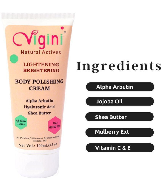 Vigini Skin Body Whitening Polishing Sunscreen Cream Lightening Brightening Glow D Tan Goree Under Arms Face Serum SPF 30 100 g