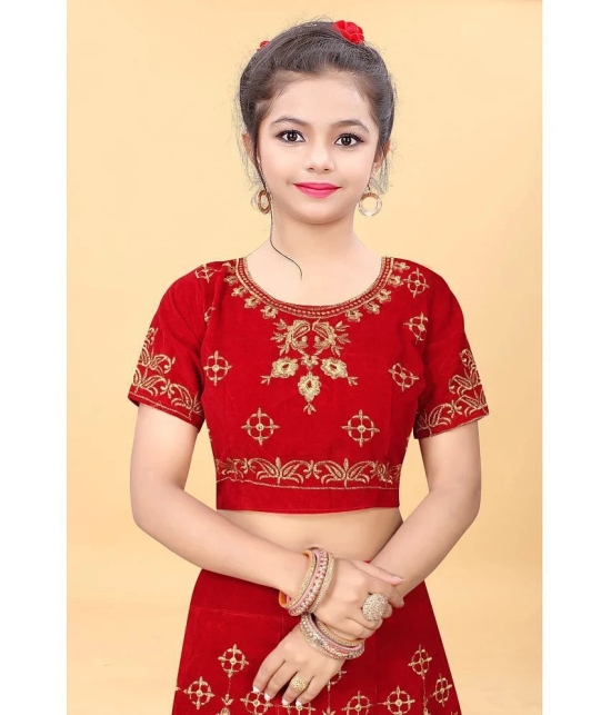 JULEE - Red Velvet Girls Lehenga Choli Set ( Pack of 1 ) - None