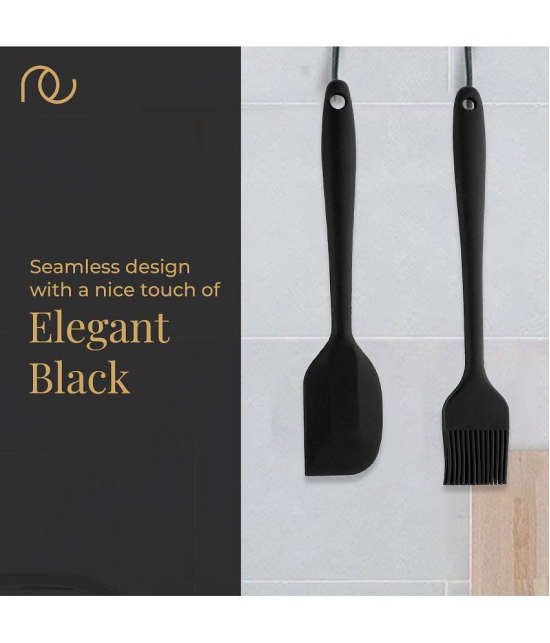 Frenchware - Black Silicone Flipper Spatula ( Pack of 2 ) - Black