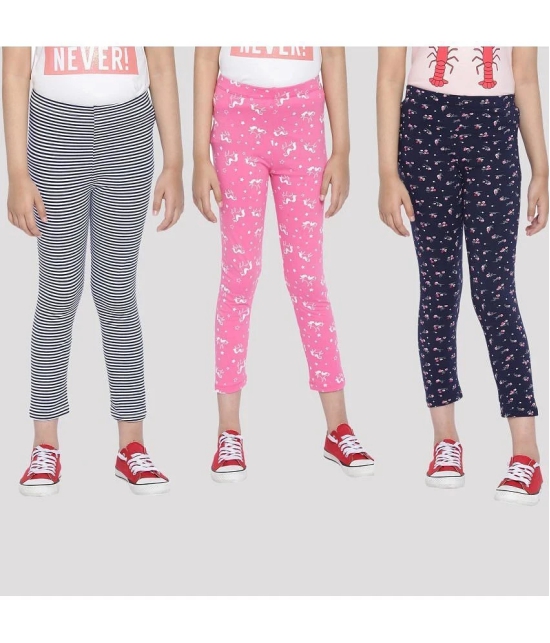 Ariel - Pink Cotton Girls Leggings ( Pack of 3 ) - None