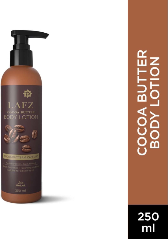 LAFZ COCOA BUTTER MOISTURIZING BODY LOTION | WITH CAFFEINE | DEEP HYDRATION & NOURISHMENT | ALL SEASON BODY LOTION FOR MEN & WOMEN | 250 ml