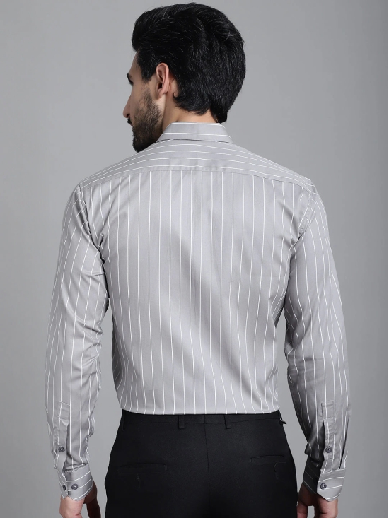 Striped Formal Shirt-L / Grey