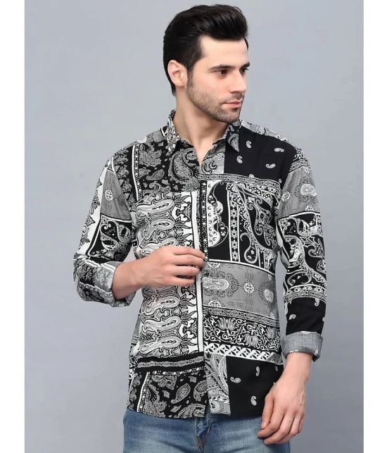 Rigo Rayon Slim Fit Printed Full Sleeves Mens Casual Shirt - Black ( Pack of 1 ) - None