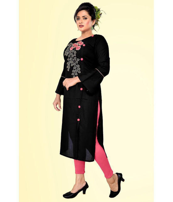 HAYA - Black Rayon Women''s Straight Kurti ( Pack of 1 ) - None