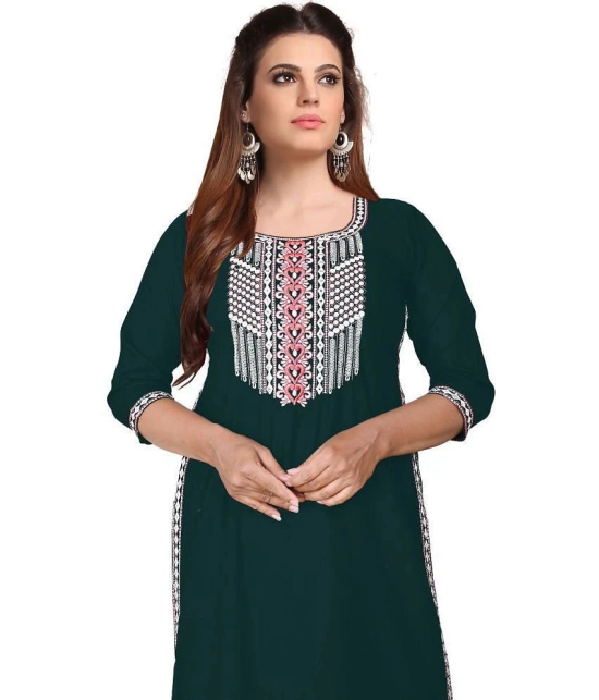 Kapadia - Green Rayon Womens Straight Kurti ( Pack of 1 ) - None