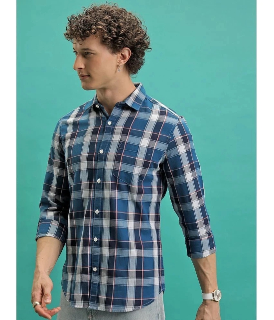 Ketch Cotton Blend Slim Fit Checks Full Sleeves Mens Casual Shirt - Blue ( Pack of 1 ) - None