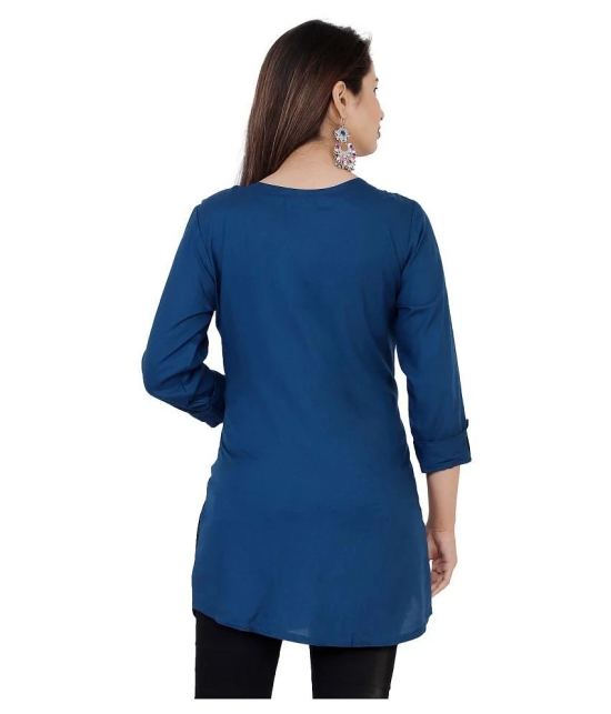 HIGHLIGHT FASHION EXPORT - Blue Rayon Womens Straight Kurti ( Pack of 1 ) - XXL