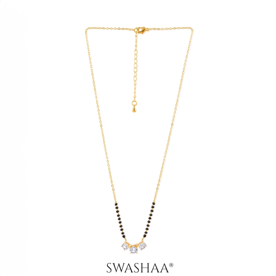 Esha Solitaire 14K Gold Plated Mangalsutra-Gold