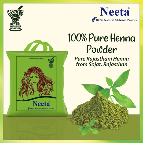 Neeta 100% Natural Mehendi Powder for Hair Colour 250g Pack of 4, Pure Rajasthani Henna Powder with GI Tag for Hair, Hands & Feet, Rich Brown Shades