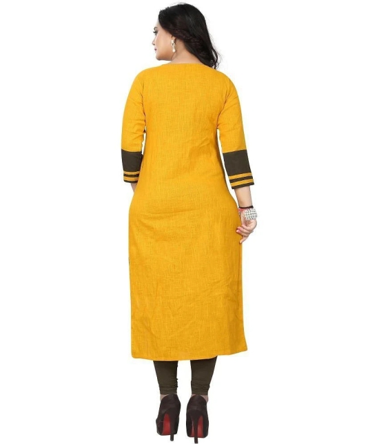 Vbuyz - Yellow Cotton Womens Front Slit Kurti ( Pack of 1 ) - None