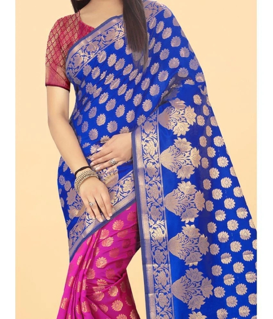 Gazal Fashions - Blue Banarasi Silk Saree With Blouse Piece ( Pack of 1 ) - Blue