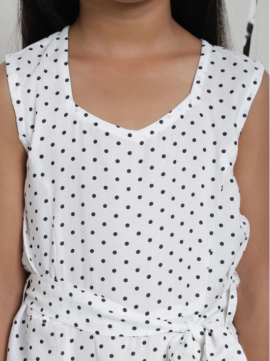 MINI & MING Girls Polka Dot Printed Tie-Ups A-Line Dress