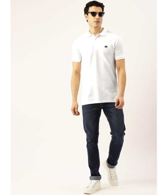 ADORATE Cotton Blend Regular Fit Solid Half Sleeves Mens Polo T Shirt - White ( Pack of 1 ) - None