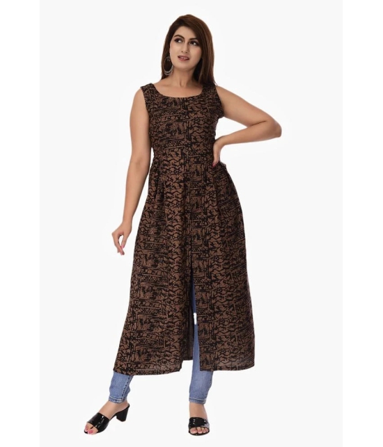 Maquien Brown Rayon Front Slit Kurti - 5XL