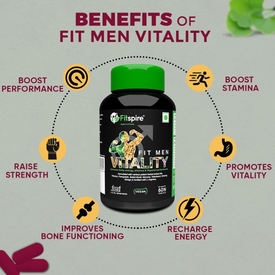 Fitspire Fit Men Vitality for Stamina, Body Energy, Physical Perfomance, 60 Capsules