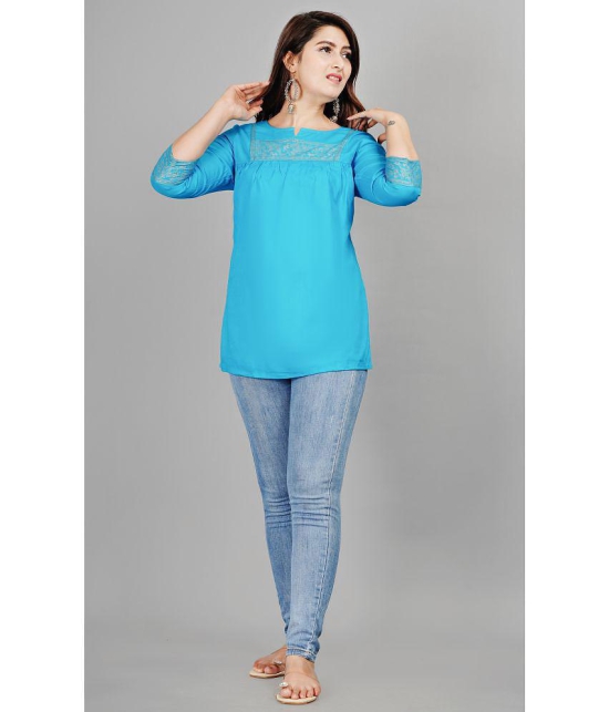 Smien - Light Blue Rayon Womens Ethnic Tunic ( Pack of 1 ) - None