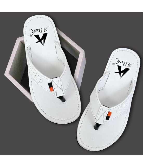 Altek White Mens Leather Slipper - None