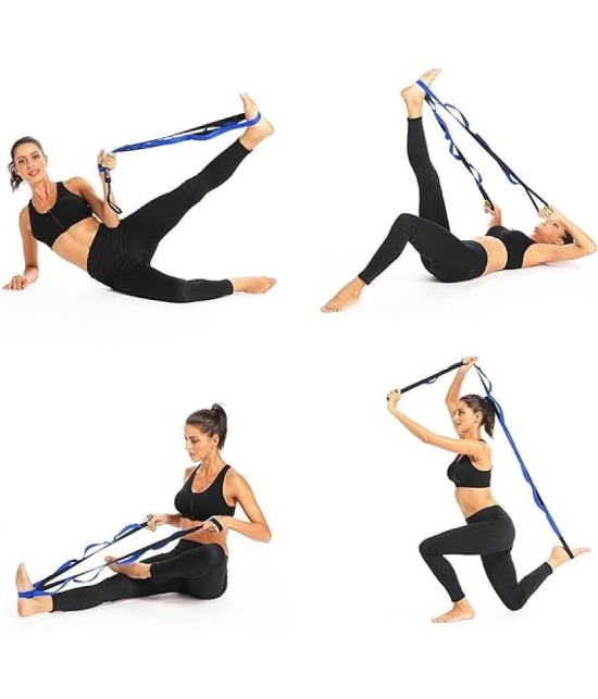 Loops 9 Non-Elastic Yoga Strap for Stretching, Perfect Multi-Loop Exercise Stretch Band for Rehabilitation, Flexibility, Hamstring & PT (Blue) - Blue