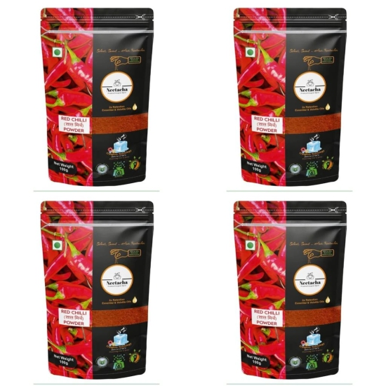 Neetacha Premium Cryogenic Teekha Lal Chilli Powder | 400 g | Red Hot Chilli Powder with No Added Flavours, Colours or Oil (Pack of 4)