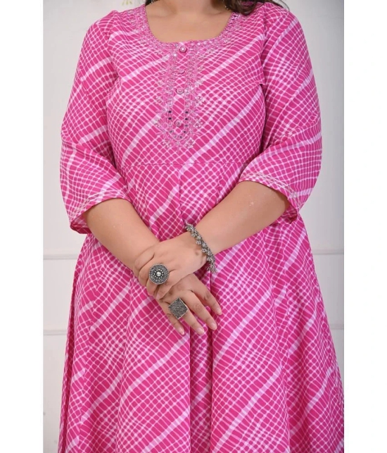 Swasti Cotton Blend Printed Anarkali Womens Kurti - Pink ( Pack of 1 ) - None