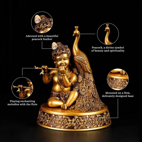 Artarium Nand Gopal Statue Handcrafted Bal Krishna Idol Laddu Gopal Statue Antique Finish Decor Your Home,Office Metal Krishna Murti,Showpiece Figurines,Religious Idol Gift Article Pack of 1