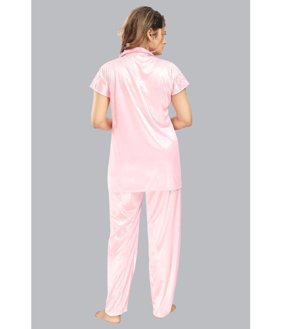 FOMTI - Light Pink Satin Women's Nightwear Nightsuit Sets ( Pack of 1 ) - None