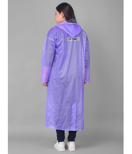 Dollar Polyester Long Raincoat - Purple - None