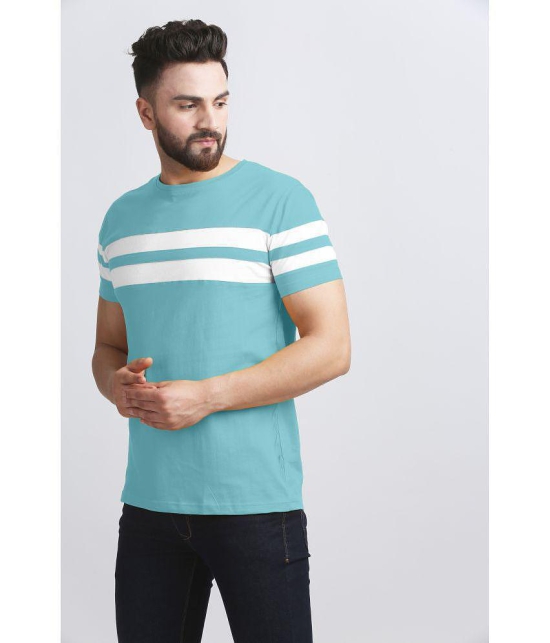 AUSK Cotton Blend Regular Fit Striped Half Sleeves Mens T-Shirt - Light Blue ( Pack of 1 ) - None