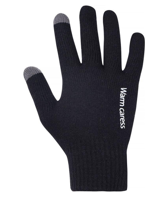 Zacharias Unisex Black Woolen Gloves For Winter - Black