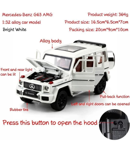 Alloy Metal Pull Back Die-cast Car Scale Model with Sound Light Mini Auto Toy for Kids Metal Model Toy Car with Sound and Lightã?MULTICOLORã?? (1.32- AMG G63 - MULTICOLOR) - Multicolor