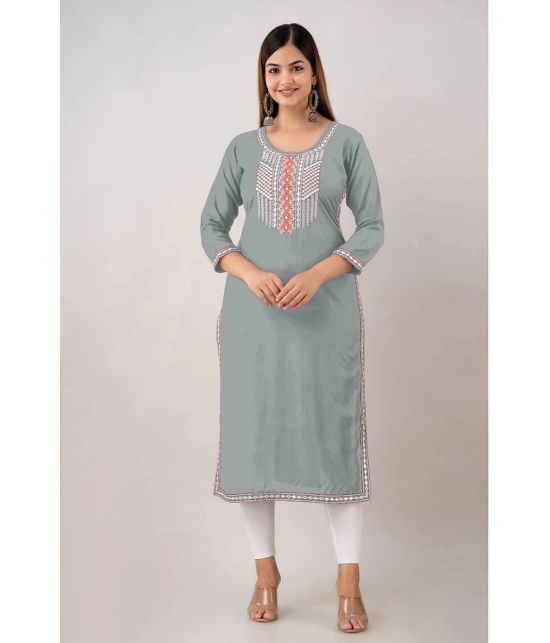 Kapadia - Grey Rayon Womens Straight Kurti ( Pack of 1 ) - None