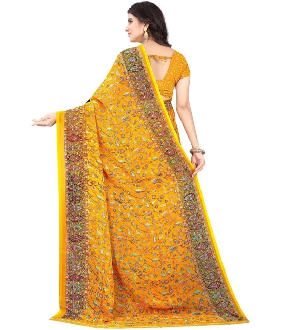 LEELAVATI - Yellow Chiffon Saree With Blouse Piece ( Pack of 1 ) - Yellow