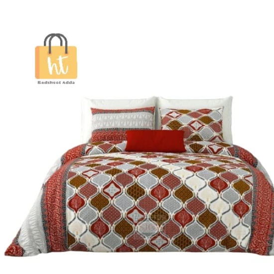 Bedsheet Adda-Super Mega King Size  King Size(108*108 in)-Pure Cotton Sanganeri Printed Jaipuri  Double Bedsheet With 2 Matching Pillow Covers-RJ-14-03-(108*108)-HT8084