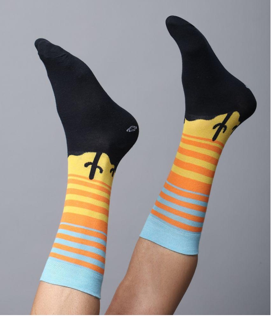 Dollar - Cotton Men's Printed Yellow Full Length Socks ( Pack of 5 ) - Yellow